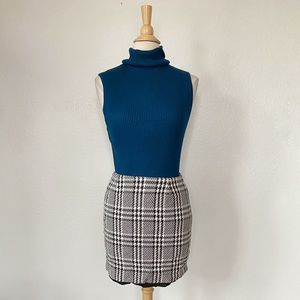 Vintage 80s White & Black Wool Blend Sheath Skirt